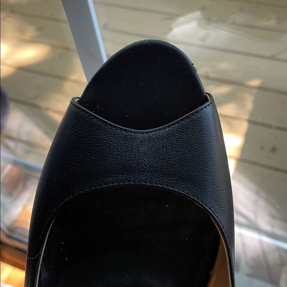 Le Dame - Rori Black Leather Peep Toe Wedge 12.5 W - Picture 10 of 12